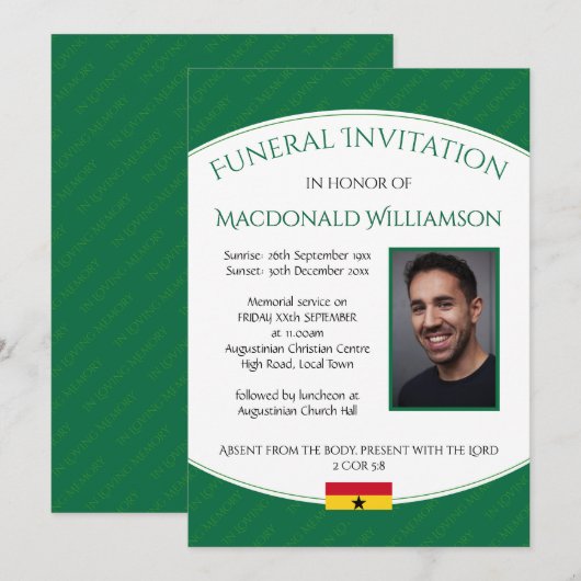 Moderne GHANA FUNERAL INVITATION Memorial Kaart (Voorkant / Achterkant)
