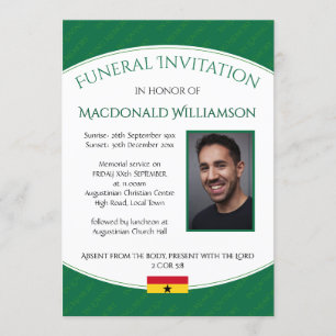 Moderne GHANA FUNERAL INVITATION Memorial Kaart