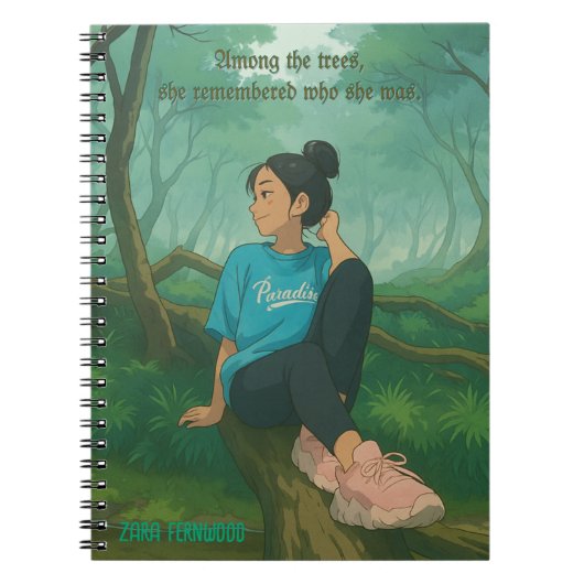 Moderne Ghibli-stijl Aanpasbare Citaat en Naam Notitieboek (Voorkant)