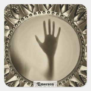 Moderne Ghost Hand Reflectie - Star Bronze Spiegel Vierkante Sticker
