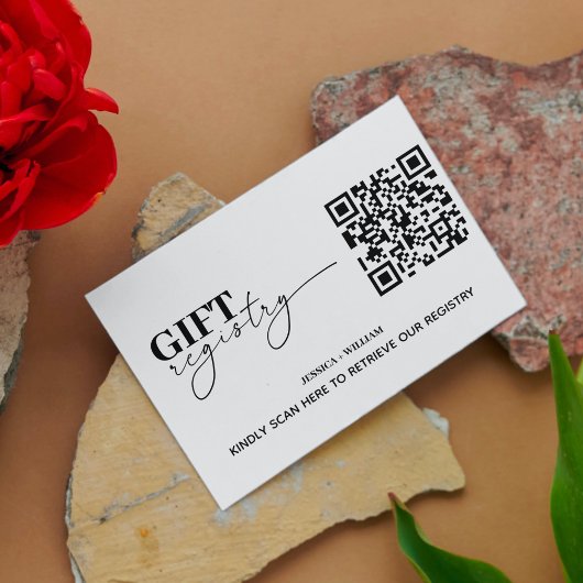 Moderne Gift Registry | Huwelijksregister QR Code Informatiekaartje