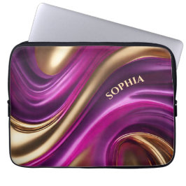 Moderne Gifts voor Haar-Paarse Roze en Goud- Laptop Sleeve
