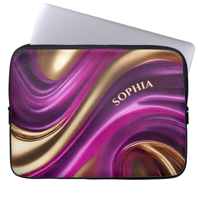 Moderne Gifts voor Haar-Paarse Roze en Goud- Laptop Sleeve (Voorkant)