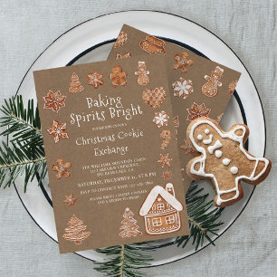 Moderne Gingerbread Waterverf Cookie Exchange Kaart