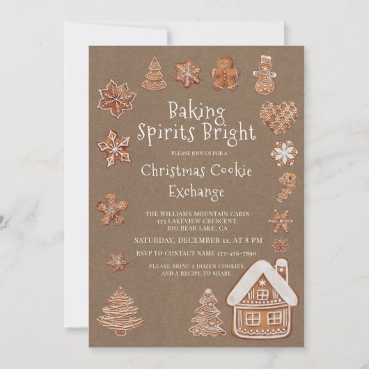 Moderne Gingerbread Waterverf Cookie Exchange Kaart (Voorkant)