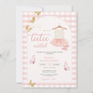 Moderne Gingham Butterfly Pink Tutu Ballerina Kaart