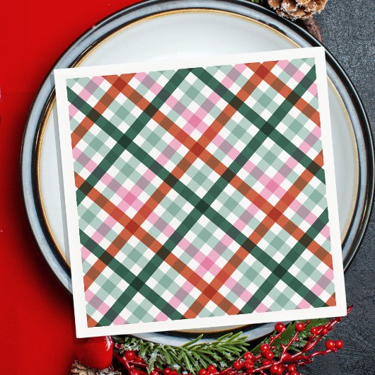 Moderne Gingham Holiday Dinner servetten Papieren 