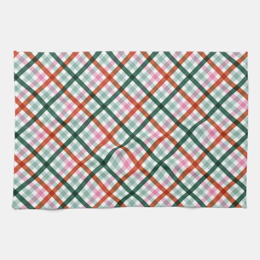 Moderne Gingham Kerst Theedoek (Horizontaal)