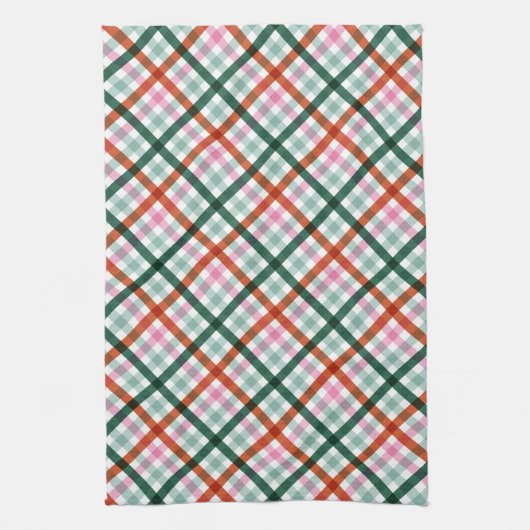 Moderne Gingham Kerst Theedoek (Verticaal)