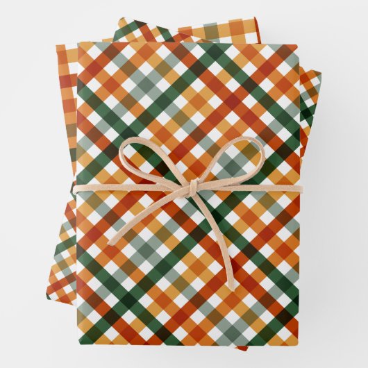 Moderne Gingham Thanksgiving Inpakpapier Vel (In situ)