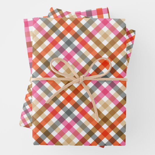 Moderne Gingham Verjaardag Inpakpapier Vel (In situ)