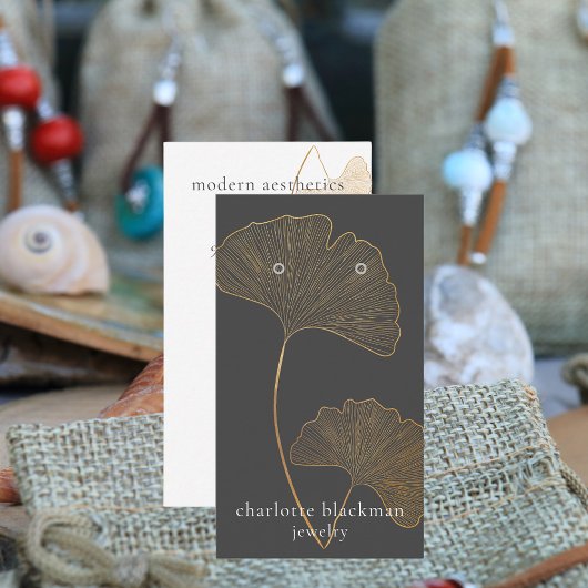 Moderne Gingko Leaf QR Code Oorsprongsvertoning Visitekaartje