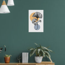 Moderne Ginkgo-blad botanische poster