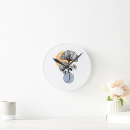 Moderne Ginkgo-blad botanische ronde klok