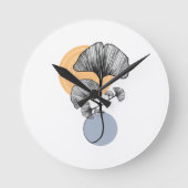 Moderne Ginkgo-blad botanische ronde klok (Voorkant)
