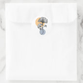 Moderne Ginkgo-blad botanische ronde sticker (Tas)
