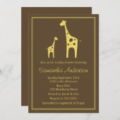 Moderne Giraffe Baby shower Uitnodiging - Neutraal (Voorkant / Achterkant)