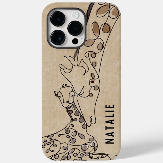 Moderne Giraffe Line Art Naam Case-Mate iPhone Case (Achterkant)
