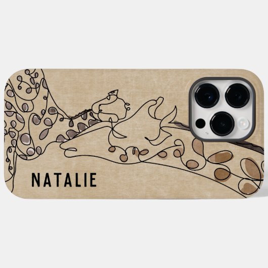 Moderne Giraffe Line Art Naam Case-Mate iPhone Case (Achterkant (horizontaal))