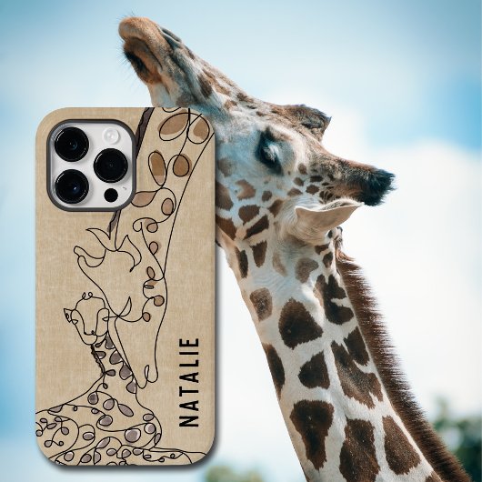 Moderne Giraffe Line Art Naam Case-Mate iPhone Case
