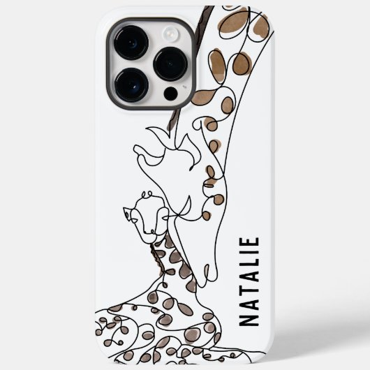 Moderne Giraffe Line Art Naam Wit Case-Mate iPhone Case (Achterkant)