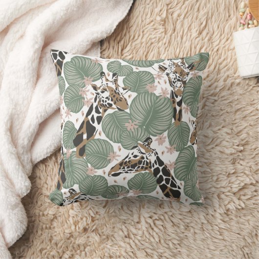 Moderne Giraffe met oerwoud Kussen (Deken)