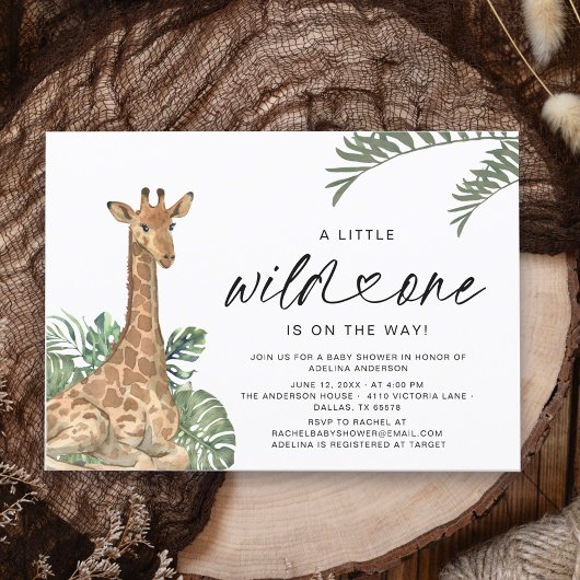 Moderne Giraffe Wilde Eén Baby Shower Kaart