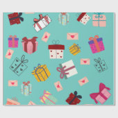 Moderne girale blauwe verjaardag cadeaupapier (Vlak)