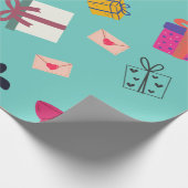 Moderne girale blauwe verjaardag cadeaupapier (Hoek)