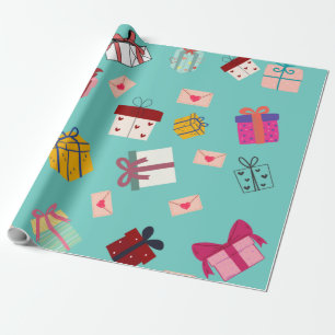 Moderne girale blauwe verjaardag cadeaupapier