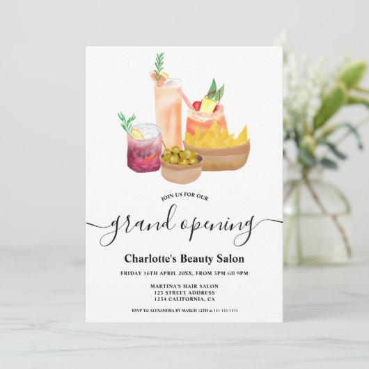 Moderne girale cocktails waterverf grote opening kaart (Staand voorkant)