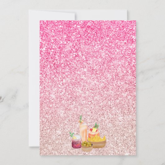 Moderne girale cocktails waterverf grote opening kaart (Achterkant)