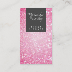 Moderne girale faux roze Glitter Bokeh Event Plann Visitekaartje