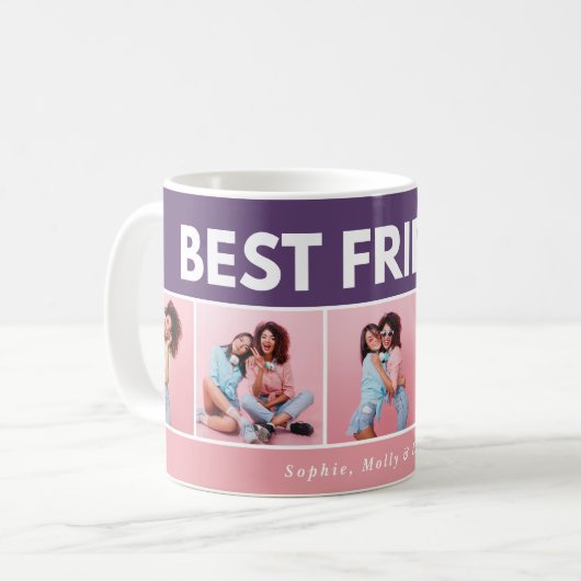 Moderne, girale multi-foetscripttrendbestvrienden koffiemok (Voorkant links)