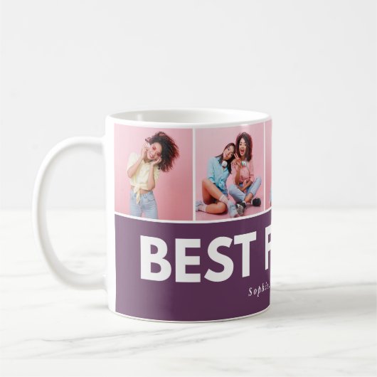 Moderne, girale multi-foetscripttrendbestvrienden koffiemok (Links)