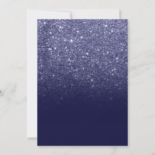 Moderne girale navy blue glitter ombre Sweet 16 Kaart (Achterkant)