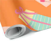 Moderne girale oranje verjaardag cadeaupapier (Rol Hoek)