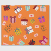 Moderne girale oranje verjaardag cadeaupapier (Vlak)
