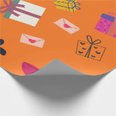 Moderne girale oranje verjaardag cadeaupapier (Hoek)