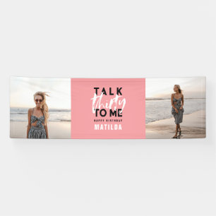 Moderne, girale, roze multi-foto 30e verjaardag spandoek