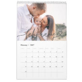 Moderne girale scripttypografie minimale multi-fot kalender (Feb 2027)