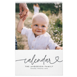 Moderne girale scripttypografie minimale multi-fot kalender