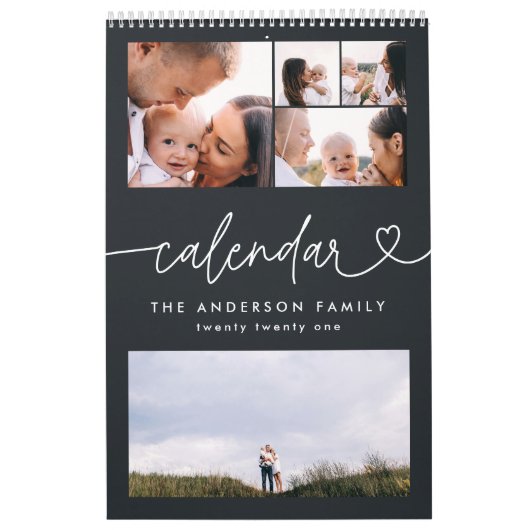 Moderne girale scripttypografie minimale multi-fot kalender (Hoes)