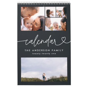 Moderne girale scripttypografie minimale multi-fot kalender