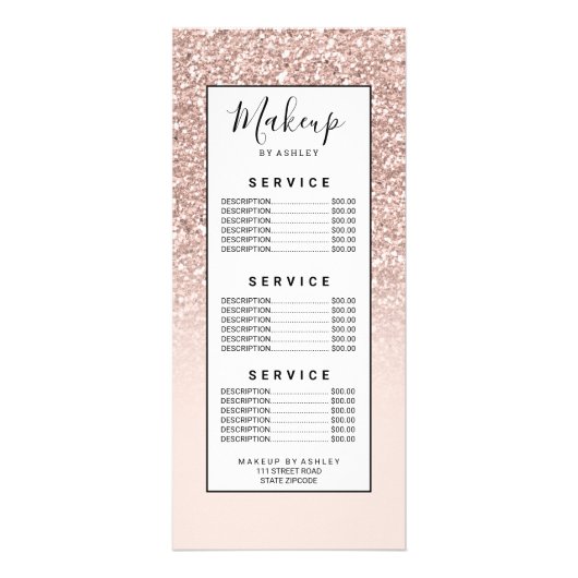 Moderne girale sequenties roos goud glitter ombre reclamekaart (Voorkant)