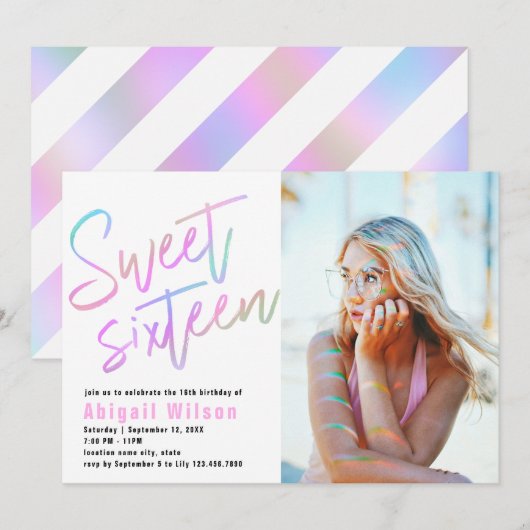 Moderne, girale, zoete zestien verjaardag kaart (Voorkant / Achterkant)