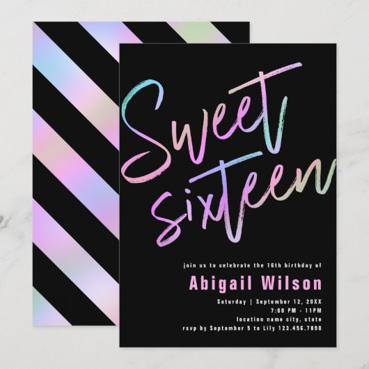 Moderne, girale, zoete zestien verjaardag kaart (Voorkant / Achterkant)