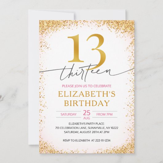 Moderne Girly 13e verjaardag Kaart (Voorkant)