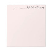 Moderne Girly Black Pink Script Calligraphy Name Notitieblok (Voorkant)
