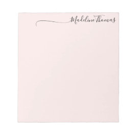 Moderne Girly Black Pink Script Calligraphy Name Notitieblok